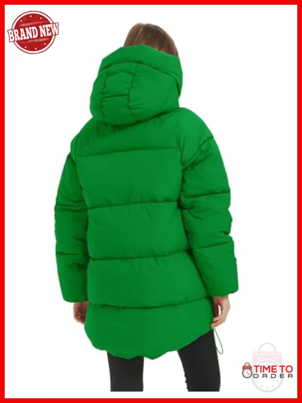 Women's Hooded Quilted Puffer Jacket Mid-Length Padded Warm Heavyweight Coat - Picture 3 of 6